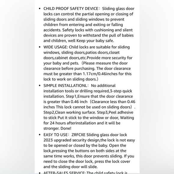 Sliding Door / Window Lock 2 Pack Sliding Glass Door Child Safety Lock New - Picture 4 of 4